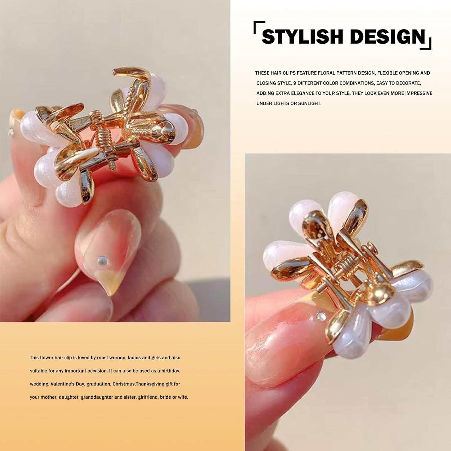 FISH DRAGATE Pack of 18 Flower Hair Clips, Small Flower Hair Clip, 9 Colours Flower Hair Clip, Flower Accessories, Flower Hair Clip, Mini Diamond Hair Clips for Girls, Women, Wedding, Party image number 6