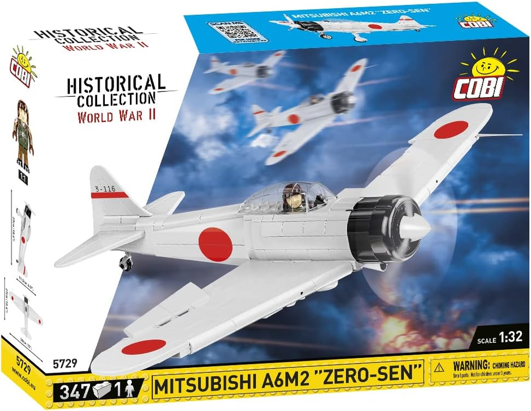 Cobi 1:32 Scale Historical Collection World War II Mitsubishi A6M2 Zero-Sen Fighter Plane 347-Pieces Building Block Kit image number 5