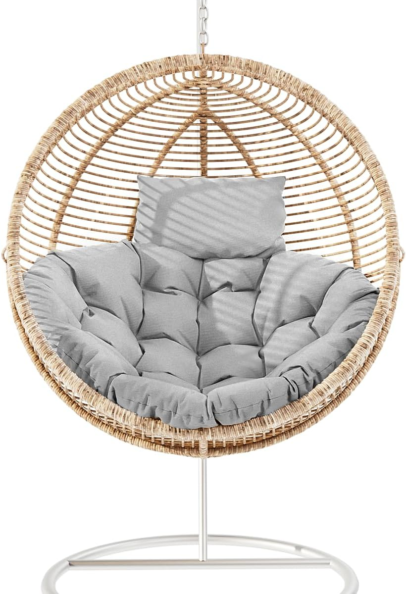 Hanging Egg Chair Cushion 44"X44", Egg Chair Cushion Replacement Outdoor, round Thick Cushion for Swing Chairs, Washable Hammock Chair Cushion Cover, Patio Furniture Cushions Beige (Black, 44Inx44In)