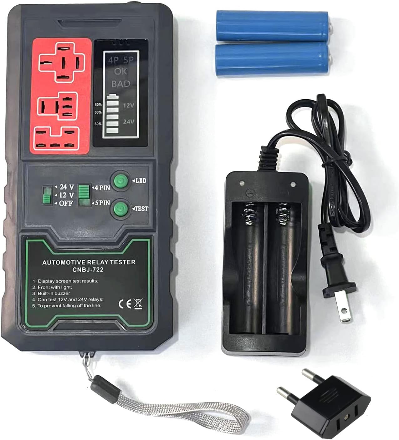 Domary 12V 24V Automotive Electronic Relay Tester Car Battery Checker LED Indicator Light Car Relay Tester Auto Diagnostic Tools image number 3