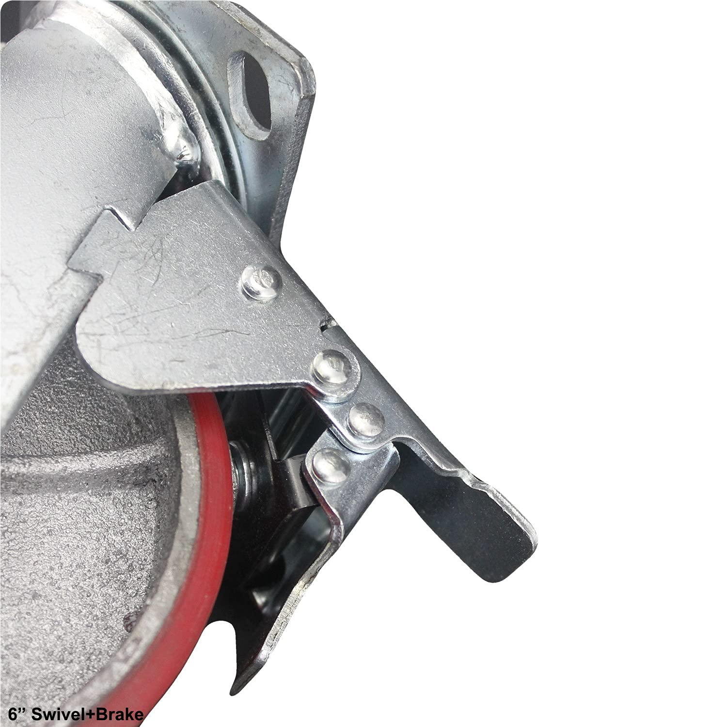 Riin 4Pcs 6Inch 15Cm Metal Caster Wheel Heavy Duty Swivel with Brake/Lock Industrial Castor 500Kg Ea for Trolley Furniture Equipment image number 4