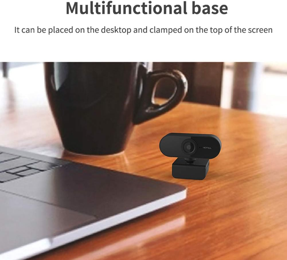 Dpofirs HD 1920X1080 High Resolution Webcam with Built-In Microphone, USB 2.0 Portable Driveless Webcam for Computers and Laptops, 360&ordm; Rotating Webcam for Live Streaming(Black) image number 1