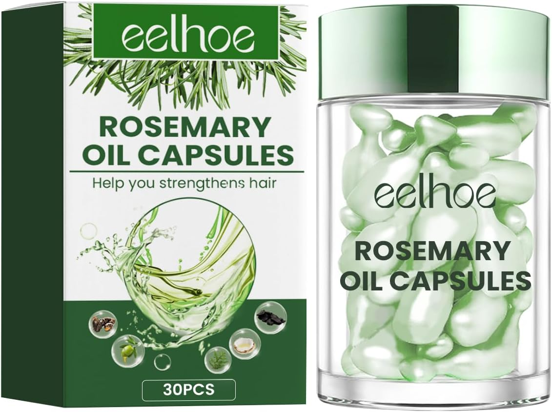 Rosemary Oil Capsules Hair Growth Treatment with Jojoba and Coconut Extract for Thicker Stronger Hair Non-Greasy Essential Oil for Scalp Care and Hair Loss Control Suitable for All Hair Types