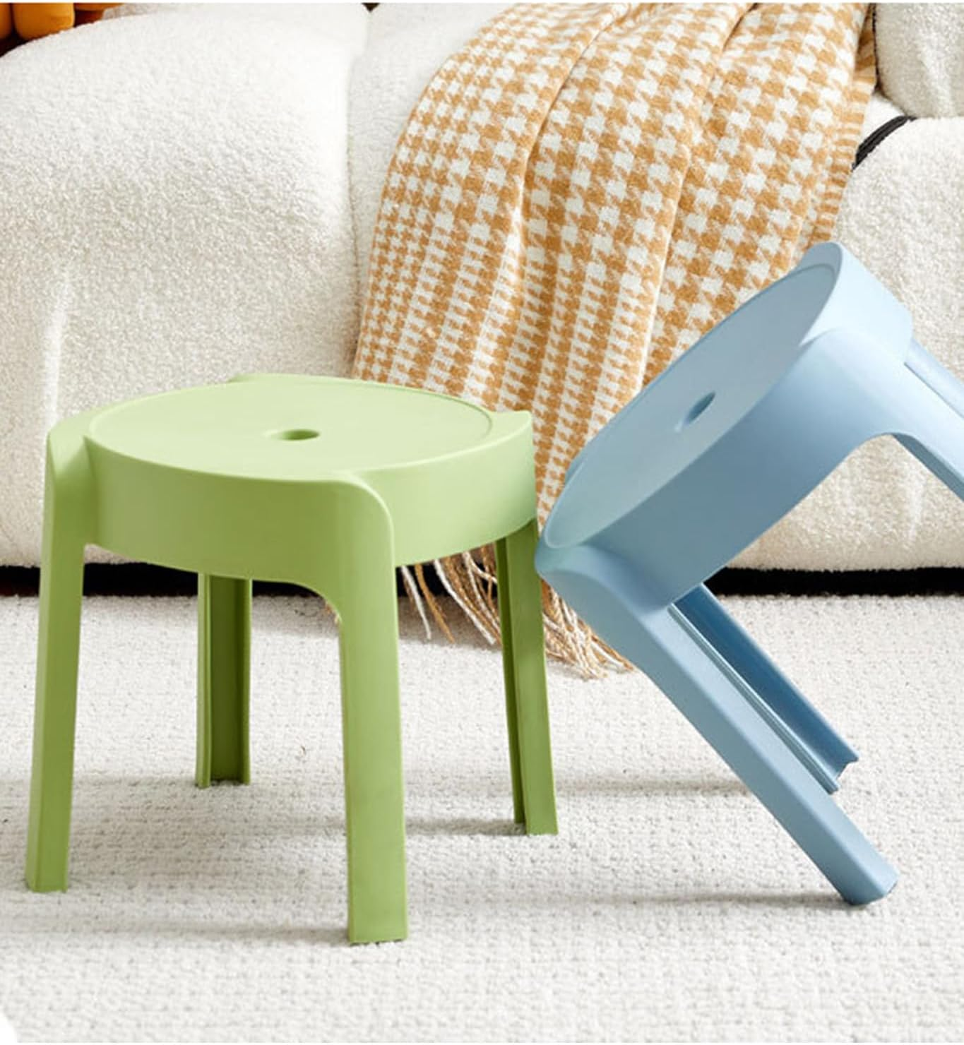 Small Stool under Desk Stable Comfortable Non Slip Ergonomic Kids Stool for Sitting Children Seat for Home Kitchens, Living Rooms, and Bathrooms (Pink)