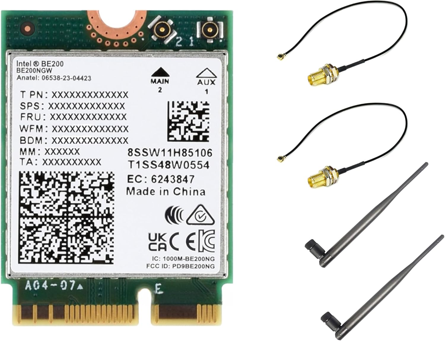 Wifi 7 Wireless Card Wireless BE200 NIC Gigabit Tri-Band Wi-Fi 7 2.4G/5G/6Ghz 5800Mbps M.2/NGFF, IEEE 802.11A/B/G/N/Ac/Be/Ax Standard, Bluetooth 5.4, Support Linux, Windows 10/11, Etc. image number 2