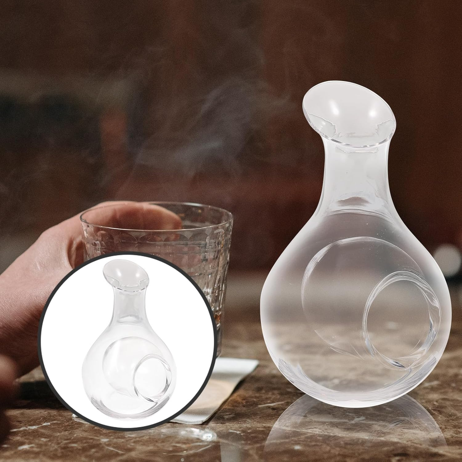 BESPORTBLE Creative Glass Wine Dispenser 385Ml Ice Wine Decanter with Indented Ice Holder Inclined Mouth Whiskey Decanter and Aeration image number 6