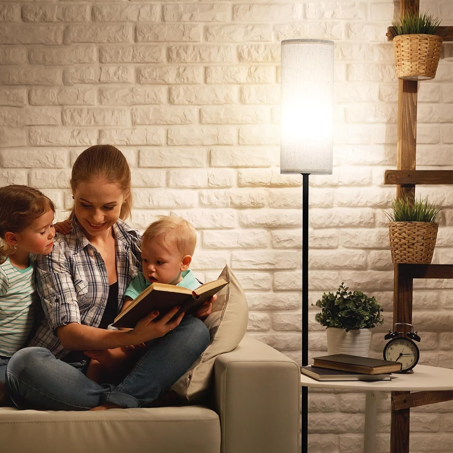 LED Floor Lamp for Living Room,Dimmable Standing Lamps with Foot Switch,3 Color Temperature Black Pole Lamp with Lampshade,Corner Floor Lamp for Bedroom Office Kid Room image number 6