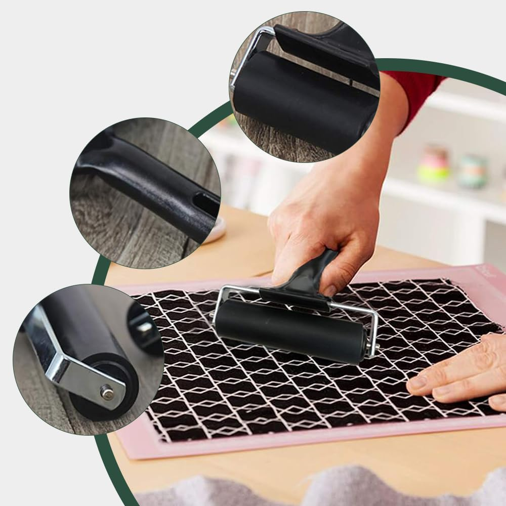 Rubber Roller Brayer for Crafting, 2Pcs Printmaking Brayer Roller Ink Roller Tool,Rubber Roller Brayer Roller Hard Rubber,Rubber Brayer Roller,Vinyl Rubber Roller,Ink Painting Brayer,Glue Roller Tool image number 5