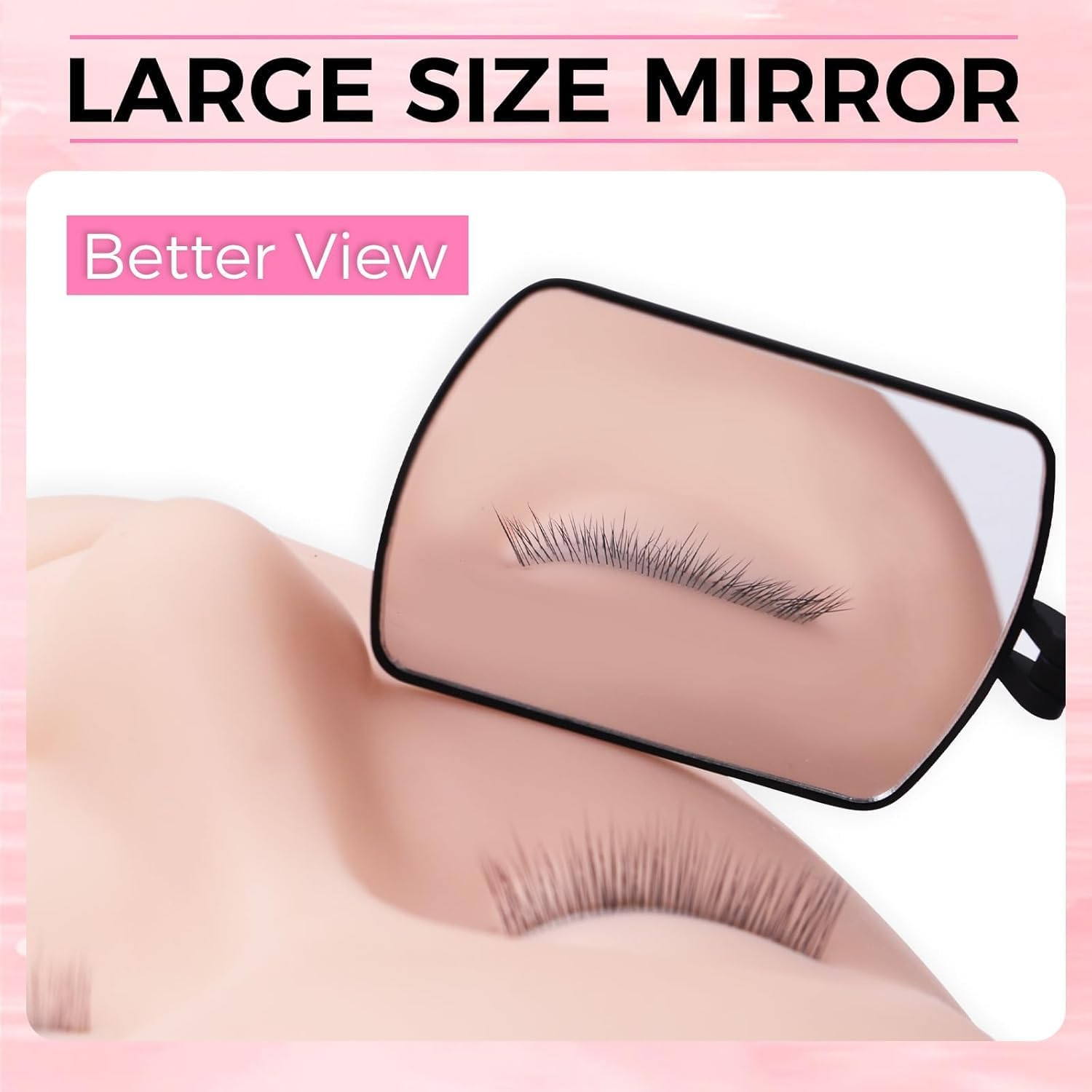 Lash Mirror, Grafting Eyelash Makeup Mirror, Multifunctional Eyelash Grafting Mirror, Square Folding Mirror, Lash Extension Supplies (Black) image number 1