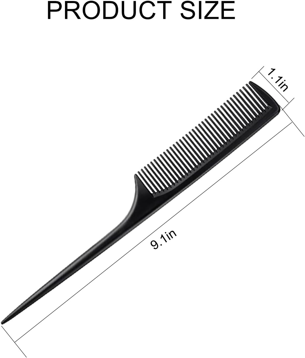 3 Pack Rat Tail Comb Fine Tooth Comb Black Hair Comb for Sectioning, Parting, Styling Hair (9.1 X 1.1 Inch) image number 2
