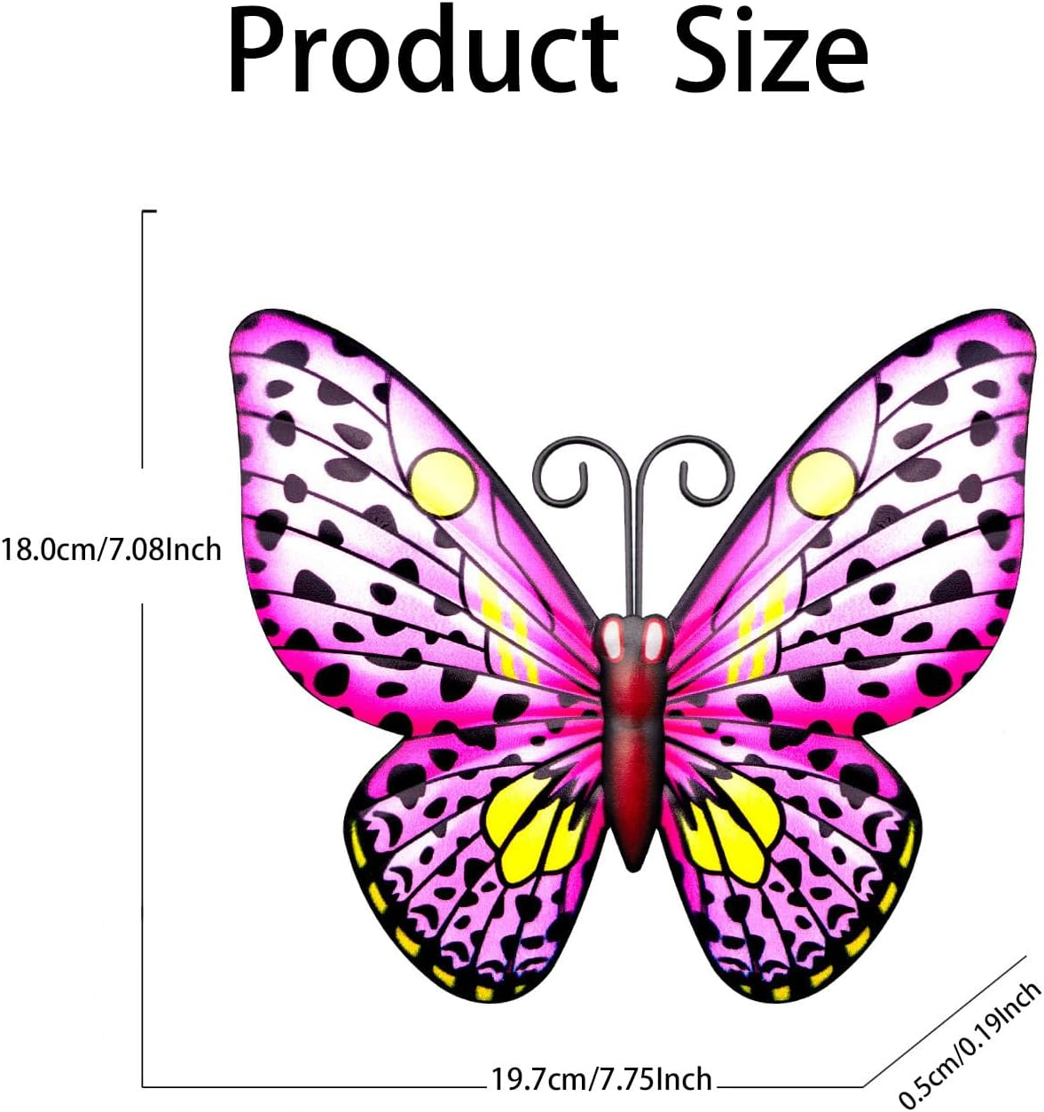 Metal Butterfly Wall Decor - 3 Pack Outdoor Hanging Butterflies for Garden, Patio, Yard - Wall Art Sculpture for Indoor/Outdoor image number 4