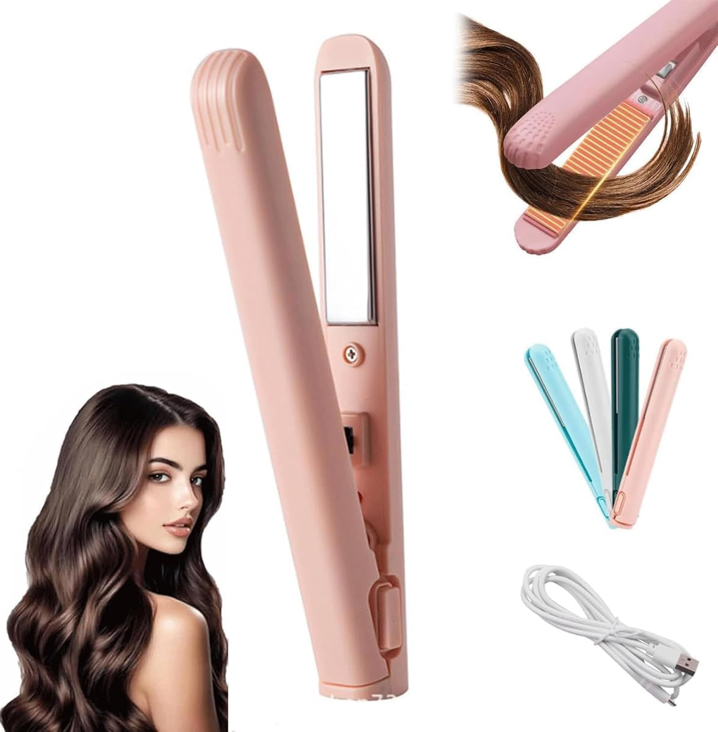 Mini Dual Purpose Curling Iron, Portable Travel Curling Iron, Suitable for Short Hair and All Hair Types (Pink1, 1) image number 6