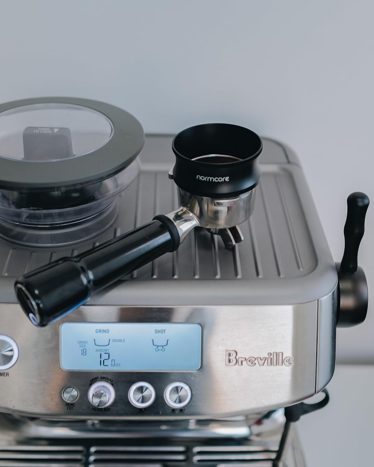 Normcore 54Mm Magnetic Dosing Funnel V2, Espresso Coffee Dosing Ring, 28Mm Anodized Aluminum with 9 Neodymium Magnets Fits 54Mm Breville Portafilter, Black image number 1