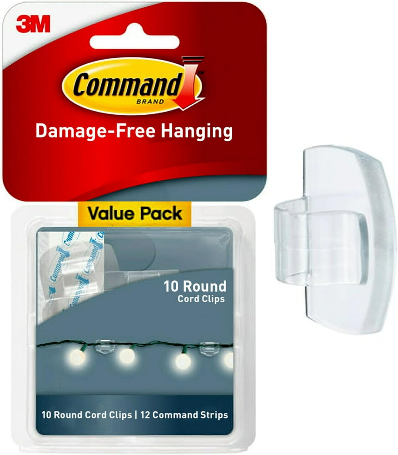 Command round Cord Clips, Clear, 10-Clip, 4-Pack (40 Clips Total) image number 6