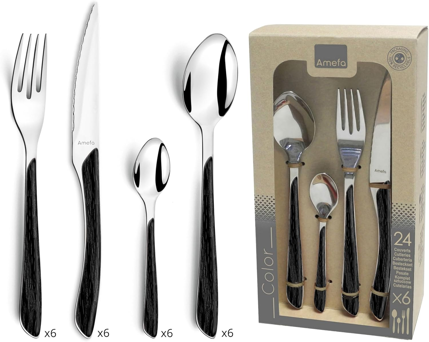 Amefa ECLAT Nature - Light Wood 24-Piece Household Set