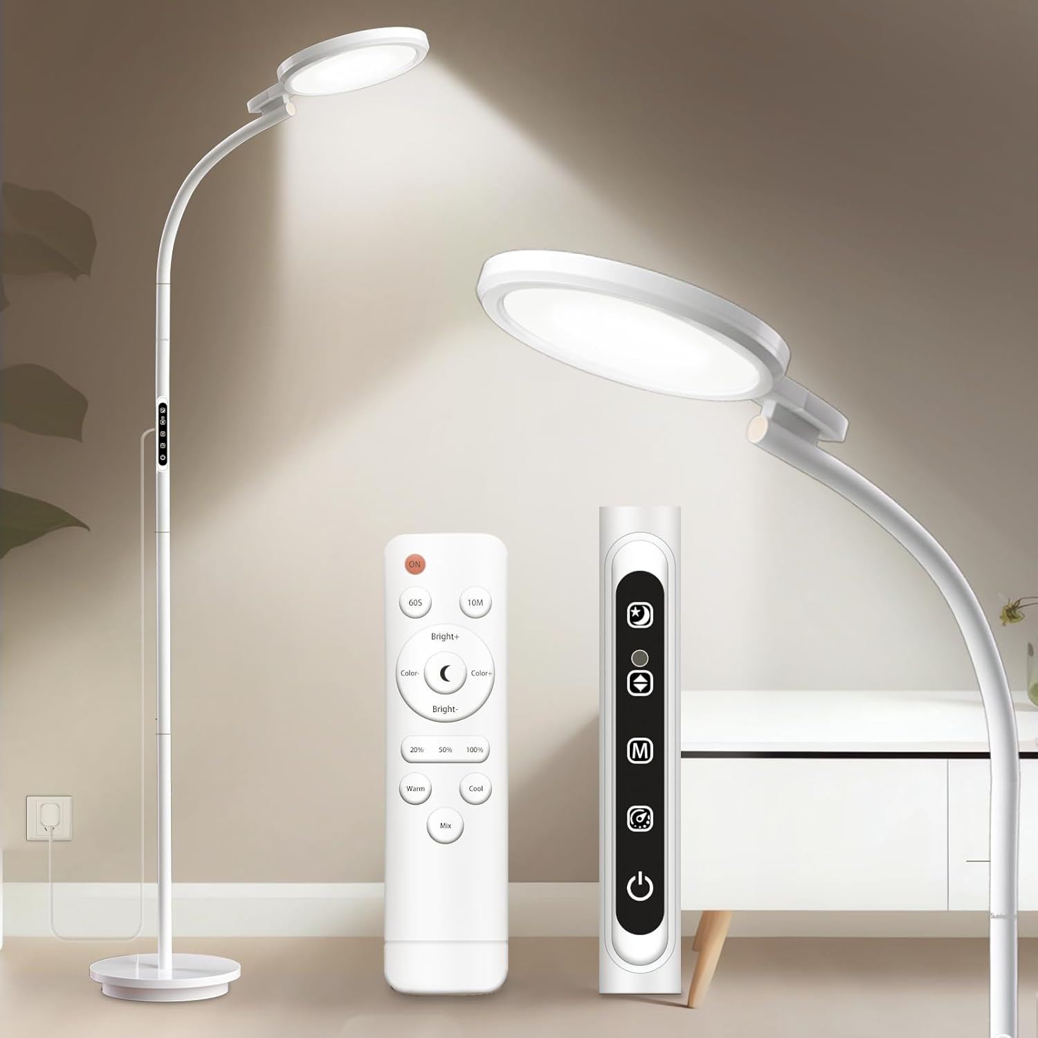 Trayvespace SAD Lamp, 10000LUX SAD Light Therapy Lamp with Remote, 5 Color Temperature & Brightness SAD Lamp Light Therapy with Timer/Memory for Reading, Office, Home