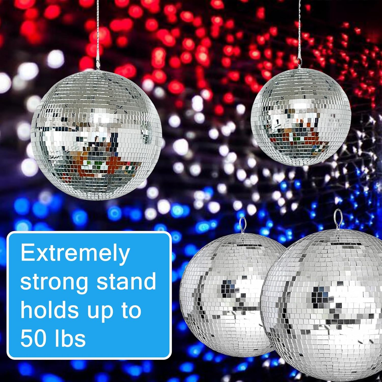 Alytimes Mirror Disco Ball - 8-Inch Cool and Fun Silver Hanging Party Disco Ball &ndash;Big Party Decorations, Party Design