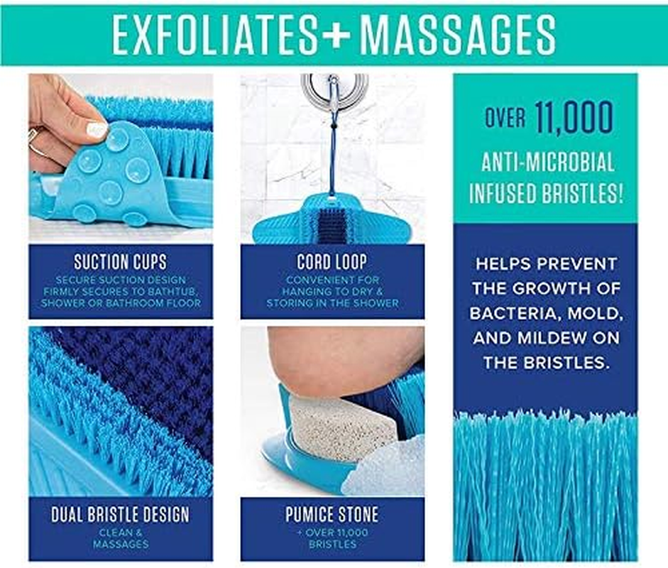 SODIAL Fresh Feet- Foot Scrubber with Pumice Stone, Cleans, Smooths, Exfoliates and Massages Your Feet without Bending in the Shower or Bathtub image number 2