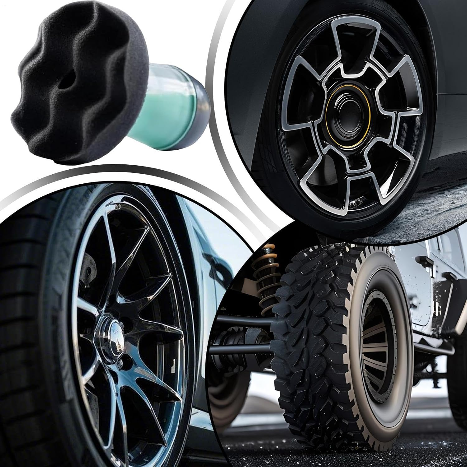 Tire Shine Applicator - Reusable Tire Hex Grip Applicator | Efficient Sponge No Drip Detailing Portable Automotive Tool for Wash Garage Workshop Maintenance Outdoor Home Repair Driveway image number 4