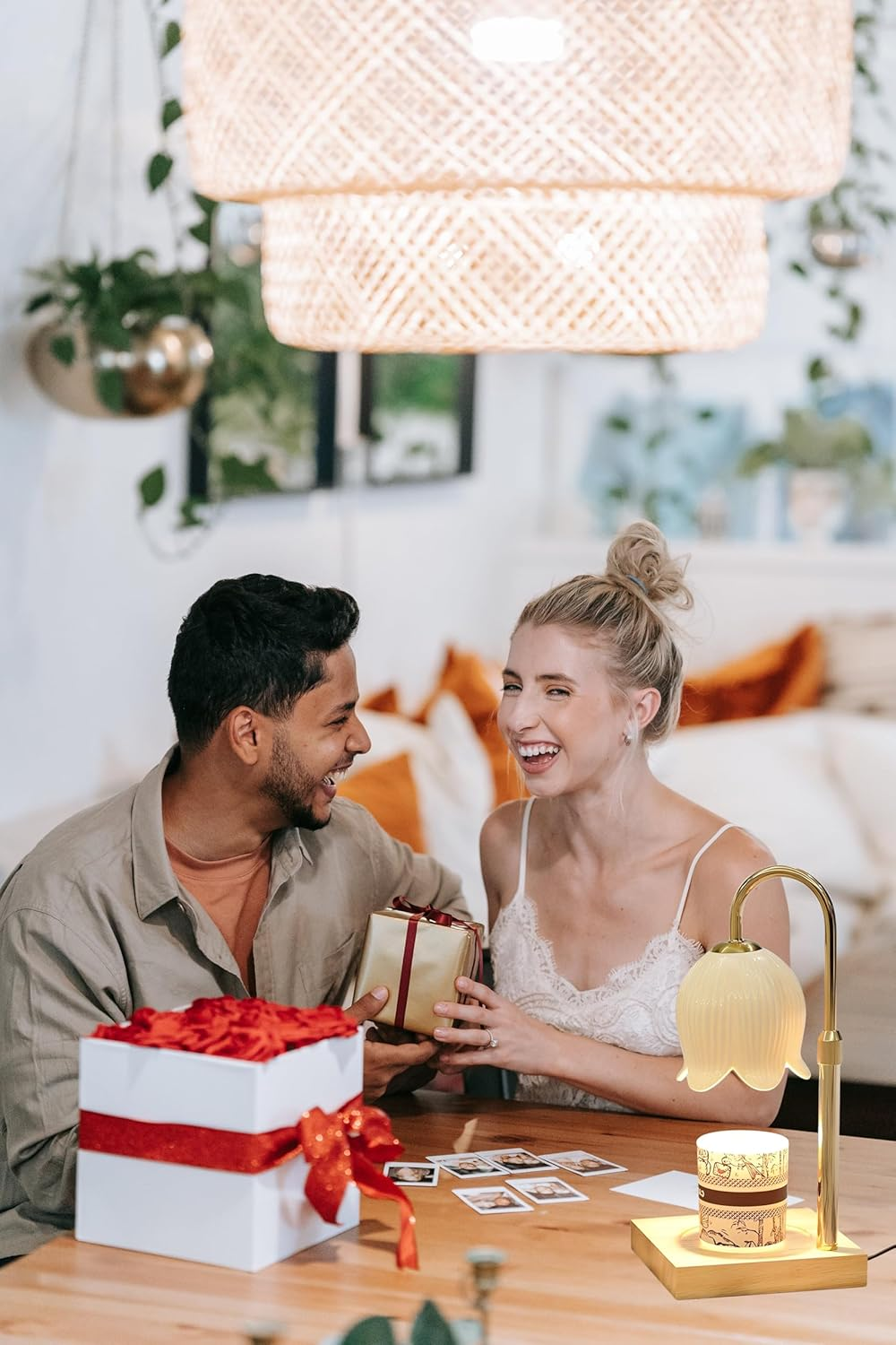 Kinsynko Candle Warmer Lamp Australia with Timer and 2 Bulbs for Home Scented Jar Candles, Dimmable White Ceramic Bell Orchid Candle Melting Lamp for Housewarming, Valentine'S Day Gift image number 3