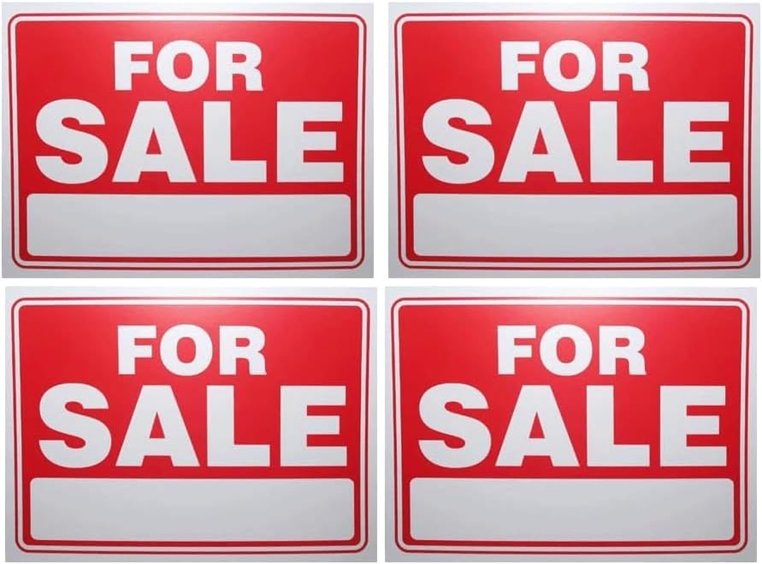 FOR SALE Sign 9"X12" Plastic Waterproof Signage 4PC