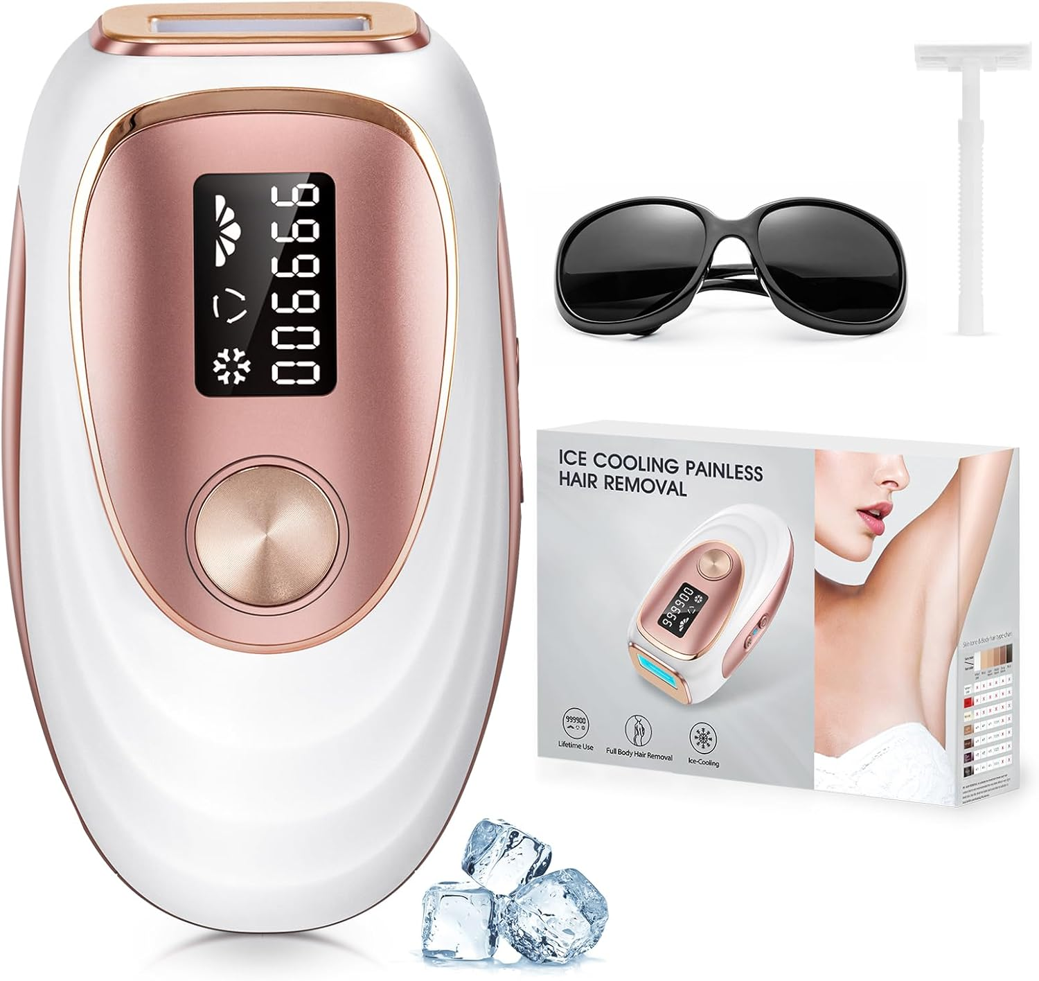 LYSMOSKI Laser Hair Removal, IPL Hair Removal with Ice-Cooling System for Painless & Long-Lasting Result, Safe At-Home Hair Remover Device for Armpits Back Legs Arms Face Bikini Line image number 3