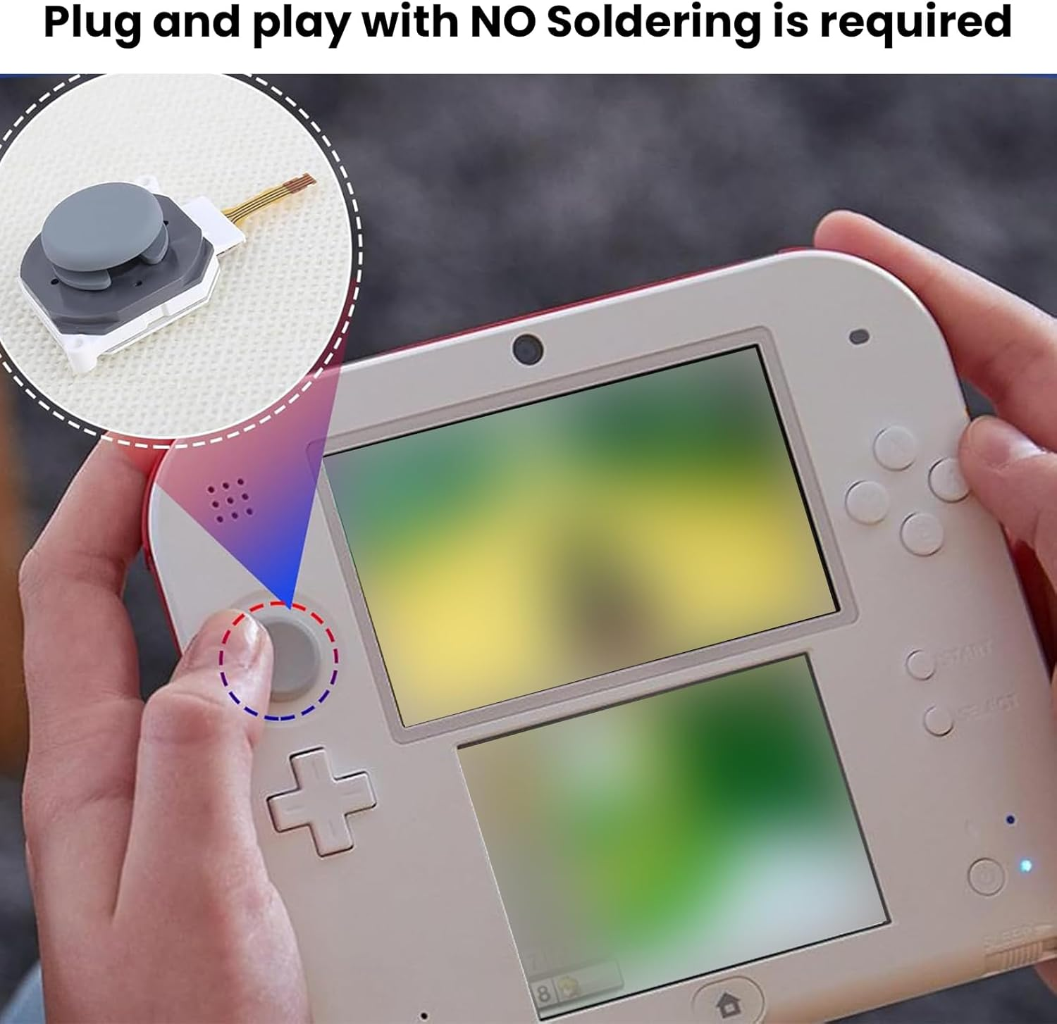 Agwenkui 1PC Analog Thumb Stick Joystick Replacement Part - Compatible with Nintendo 3DS/3DS XL/3DS LL Game Console Controllers, 25X22Mm Rocker Cap for Analog Stick Repair (Precise Size Match) image number 1