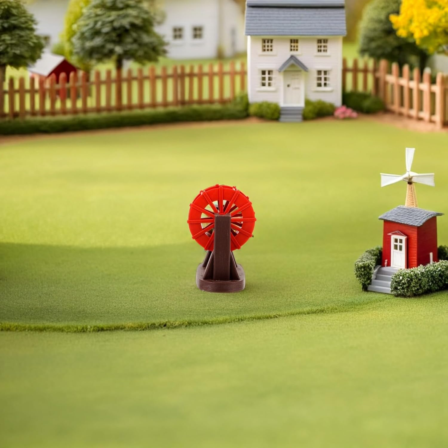 2Pcs Miniature Waterwheel Ornament Small Red Aquarium Decor Fish Tank Water Mill for DIY Zen Garden Fountain Indoor Landscape with Air Circulation and Versatile Integration image number 5