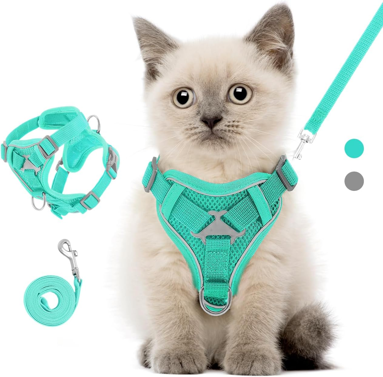 Vavopaw Cat Harness and Lead Set for Walks, Escape Proof Kitten Vest Harness with Reflective Strip, Adjustable Pet Safety Vest for Cats, Puppies, S, Blue image number 4