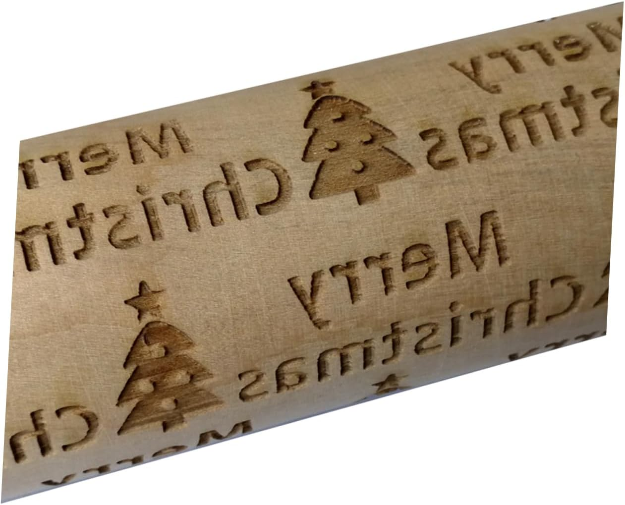 LABRIMP Wood Rolling Pin Christmas Printing Creative Wooden Rolling Pin for Home Store Baking Holiday Decorative image number 6