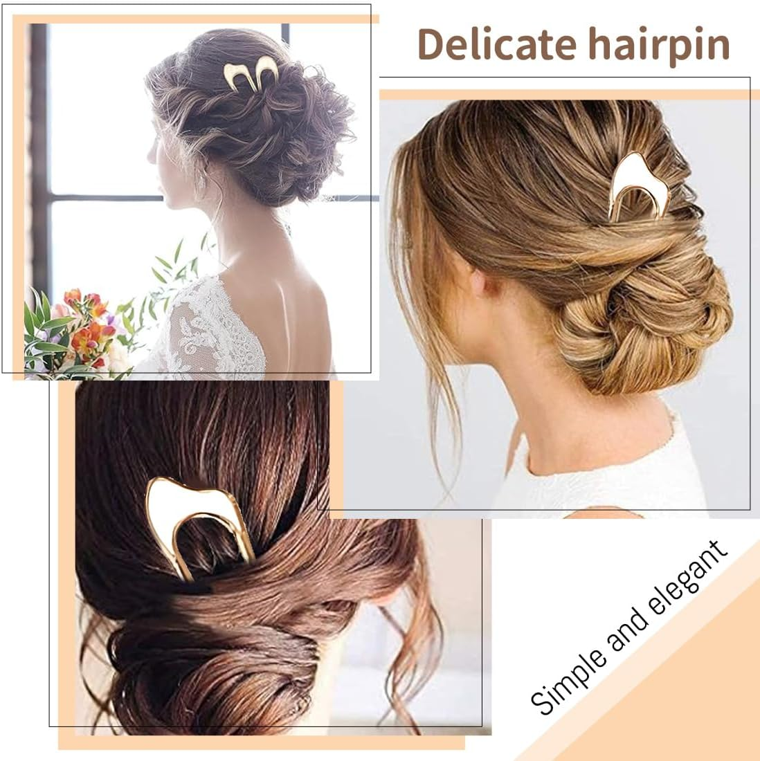 FMYODWU Pack of 4 U Shaped Hair Pins, French Twist Hair Pin, French Pin, Metal Clip, French Hair Clip, Large Hair Fork, Hair Clip, Hair Accessories, Hairstyle Accessories for Women image number 1