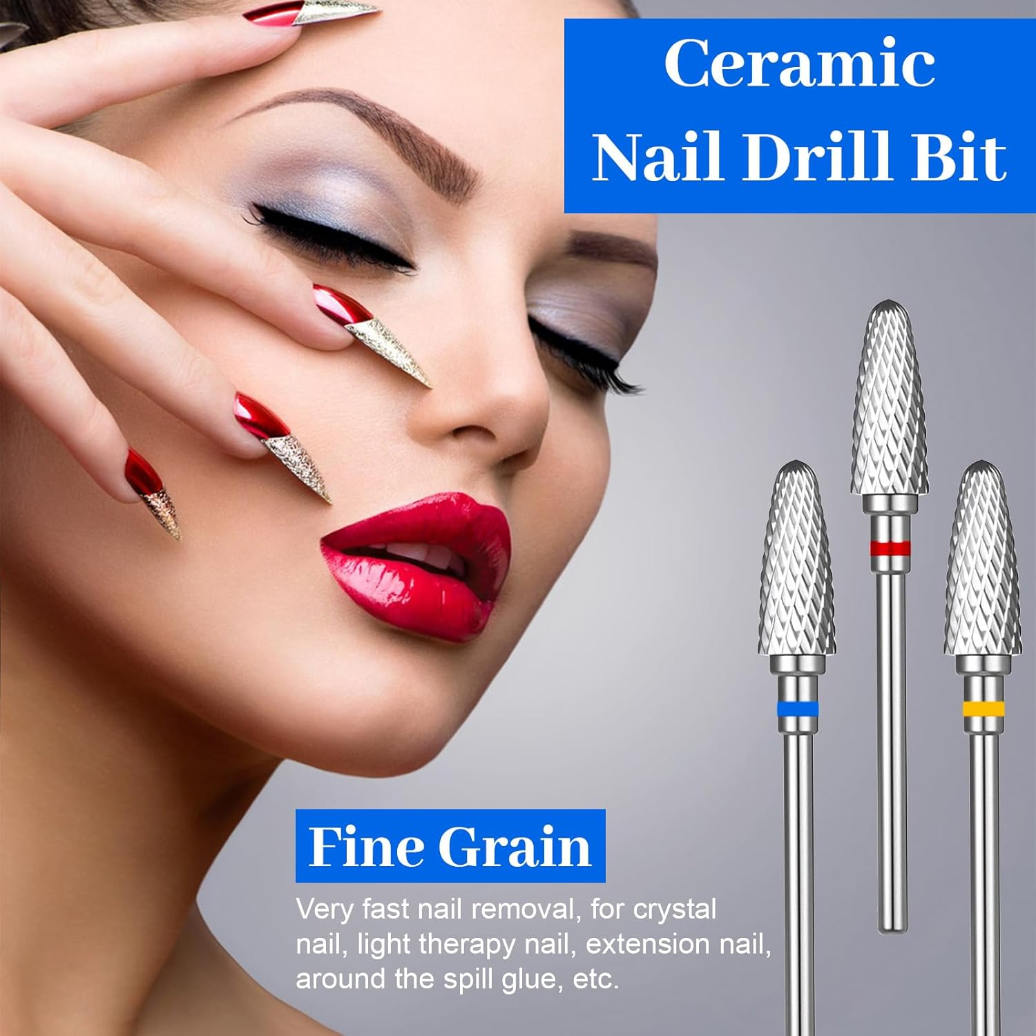 Qianyu 3PCS 3/32" Carbide Nail Drill Bit, Cone Tungsten Drill Bit Set Professional Drills Machine Accessory Remove Acrylic Hard Gels Quickly and Safely for Nail Art Manicure Pedicure image number 4