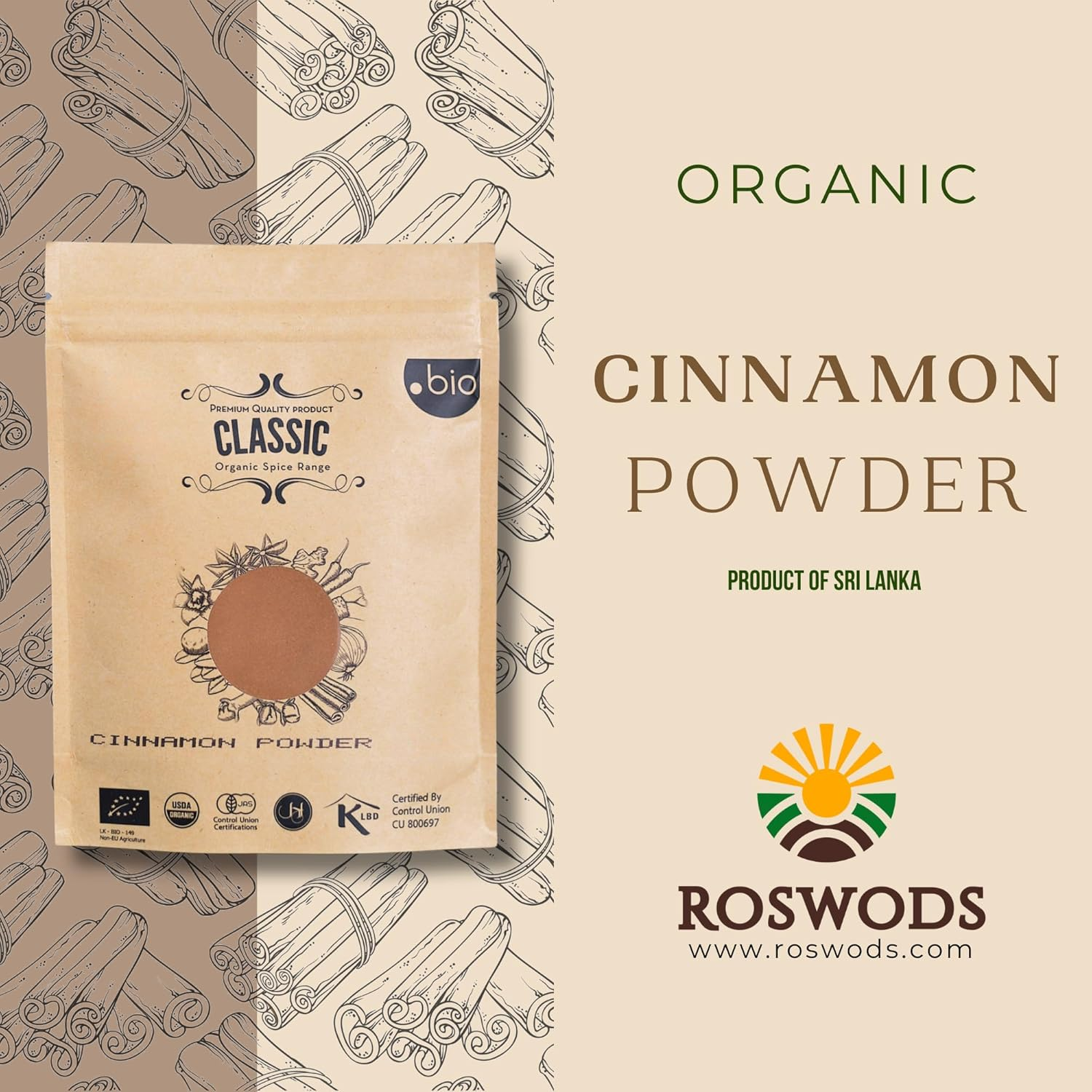 Generic Organic Ceylon Cinnamon Powder | Product of Sri Lanka | 200G | USDA Certified | Premium Ceylon Cinnamon Powder