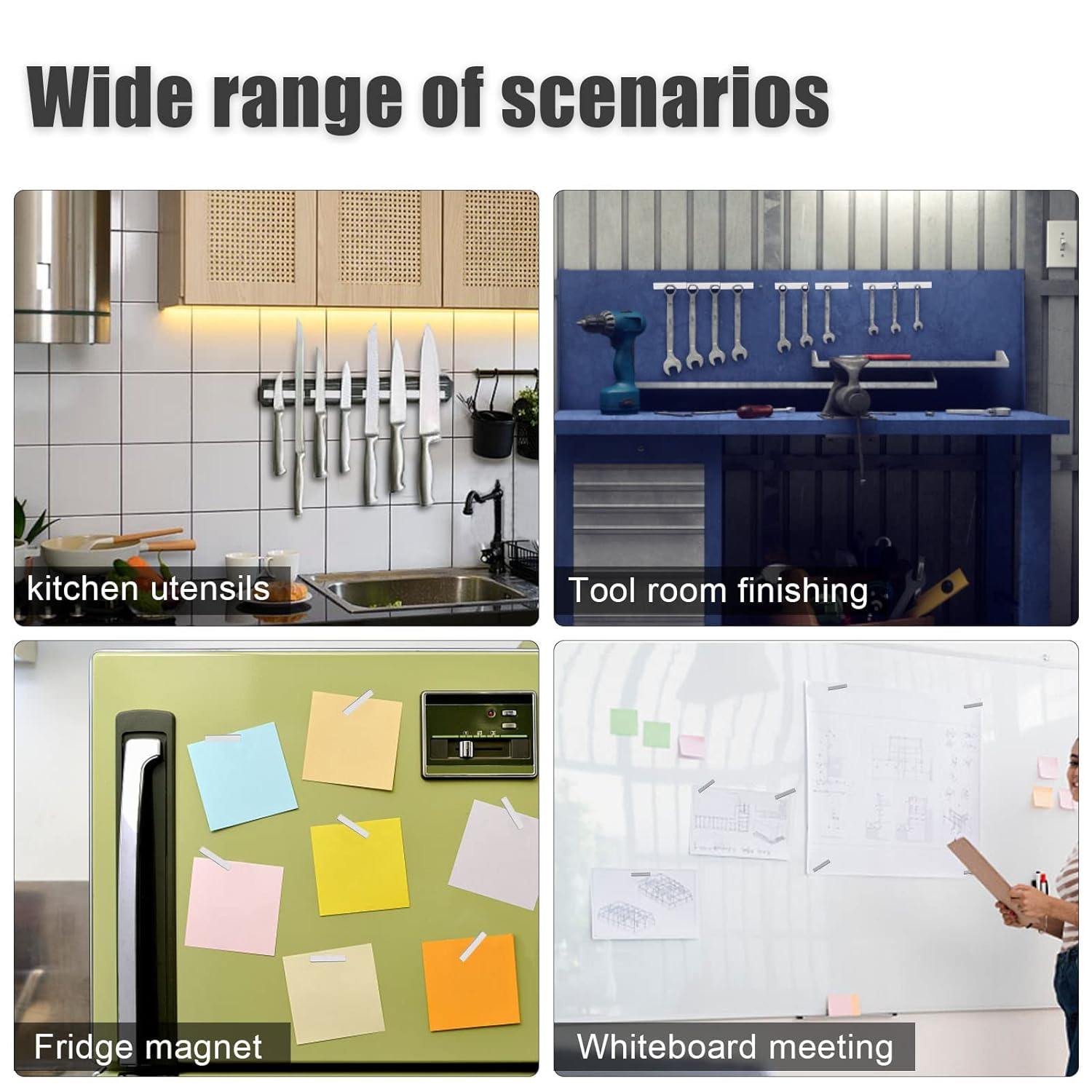 MIN CI 10 Pack Strong Neodymium Magnets Bars Heavy Duty,Rectangular Permanent Rare Earth Magnets with Adhesive Backing,For Kitchen Lockers Craft Tool Storage,50X10X3Mm image number 2