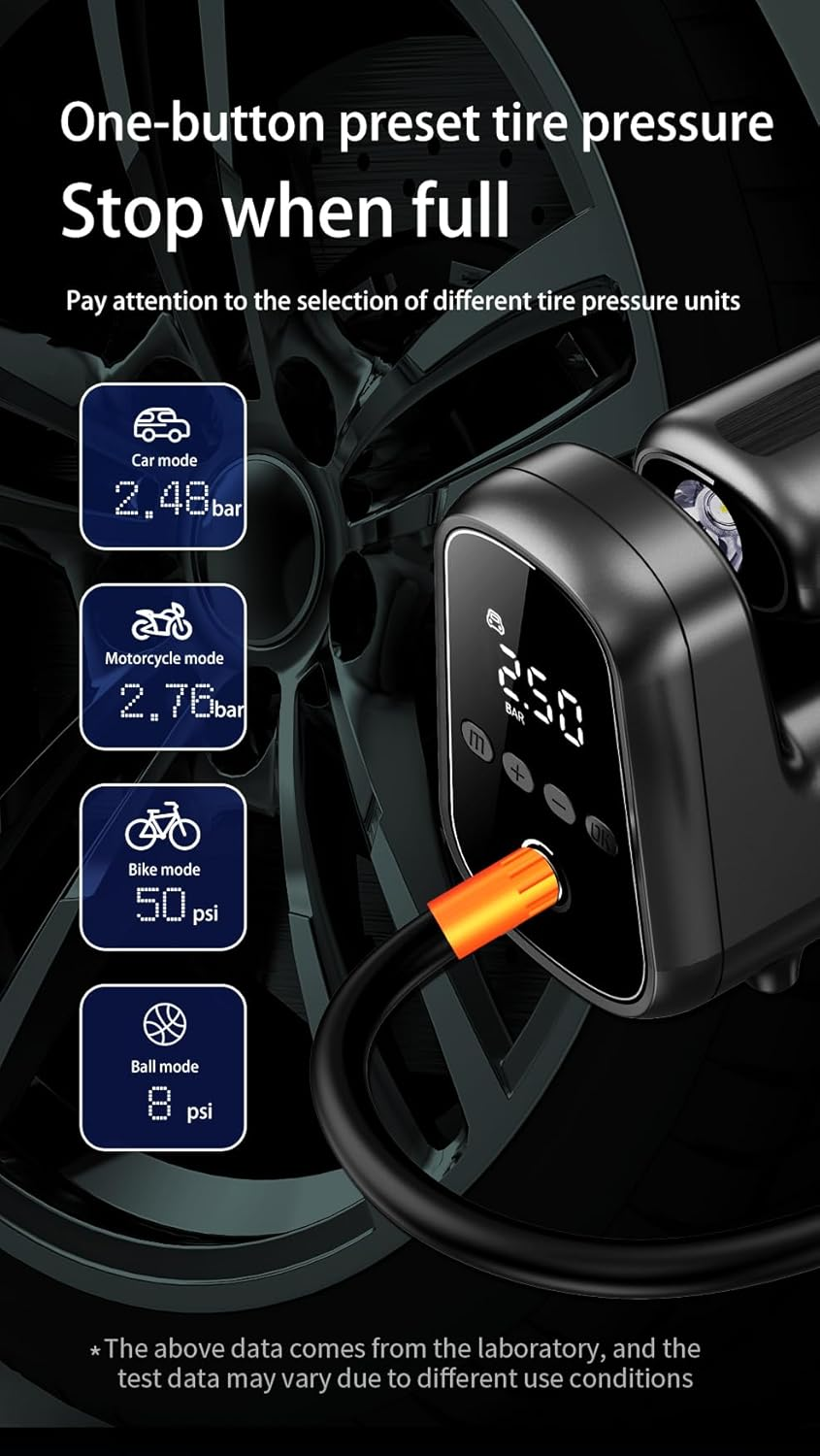 GALENPOO 10 in 1 Cordless Handheld Tire Inflator Vacuum Cleaner 150PSI 13000Pa Suction, 4000Mah Power Bank and Emergency Light, Fits Car Truck Motorcycle Bike Tire Balls, Portable Air Compressor image number 5