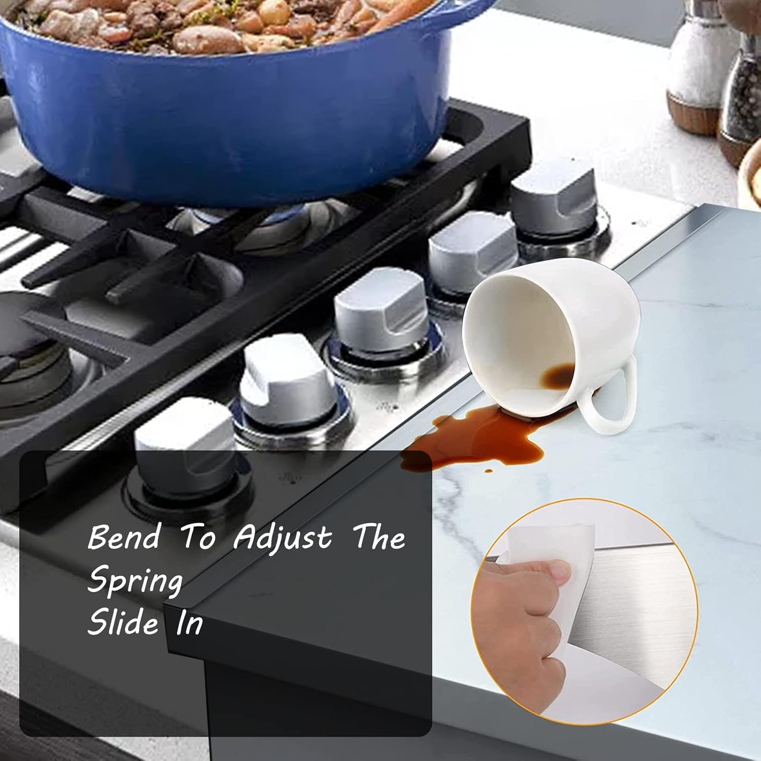 60Cm Stove Gap Covers Stainless Steel, Stove Side Filler Stainless Steel Stove Gap Cover Heat Resistant Oven Gap Cover image number 1