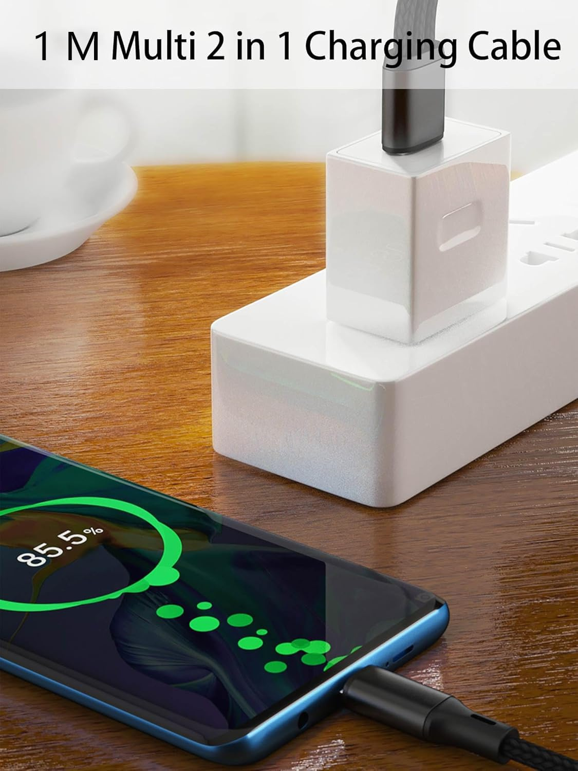 2 in 1 Fast Charging USB Car Cable，1M 3A Dual Splitter Nylon Braided USB a Charge,Usb a to Double USB C Mfi Certified Cord Compatible with Iphone 16/15/Pro/Plus/Max and More-Black image number 5