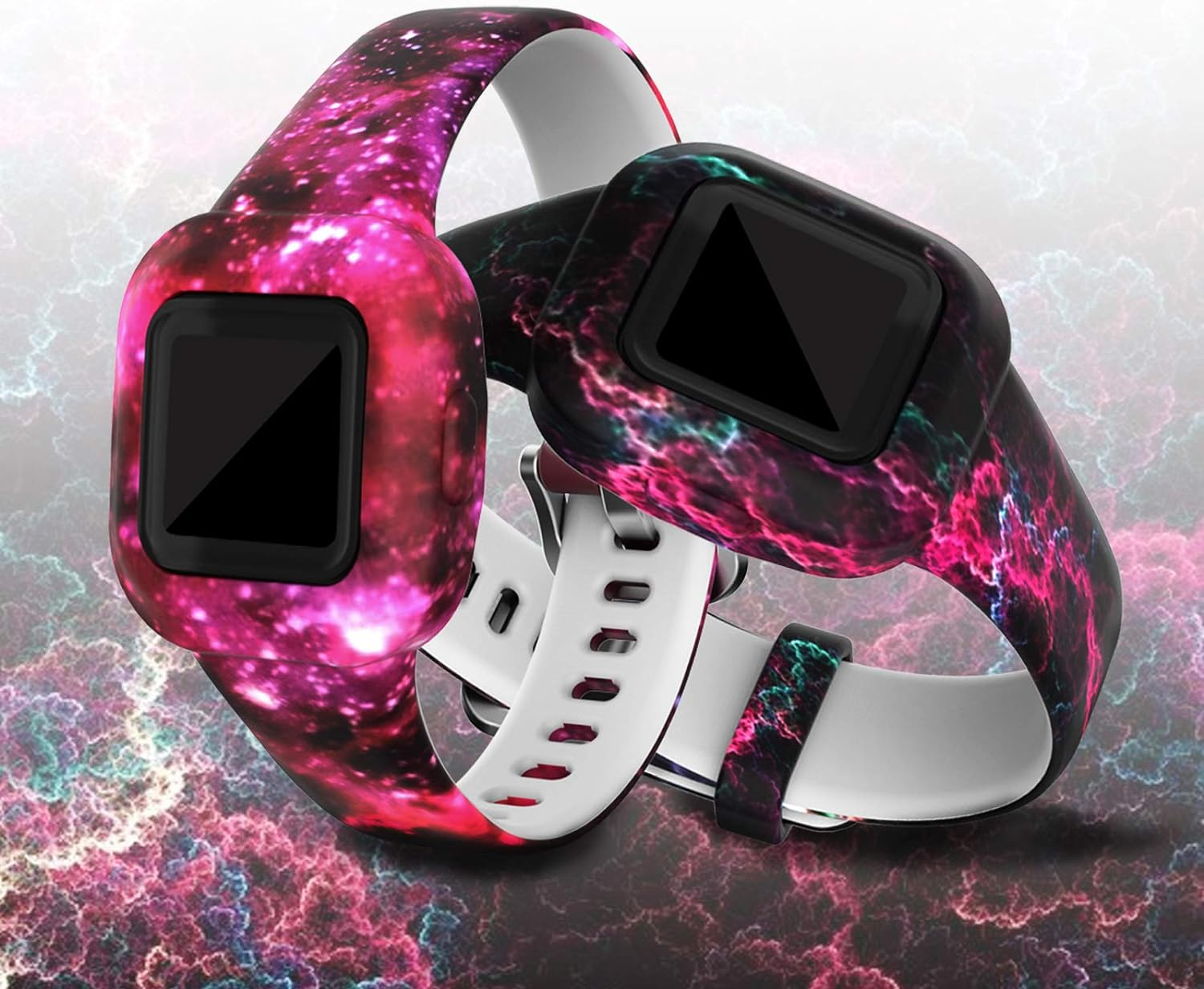 Tencloud 3-Pack Patterned Replacement Bands Intended for Garmin Vivofit Jr. 3 Intended for Kids, Soft Silicone Band Accessories Sports Wristbands Intended for Vivofit Jr. 3 Tracker Child Ages 4+ (Starry Sky) image number 2