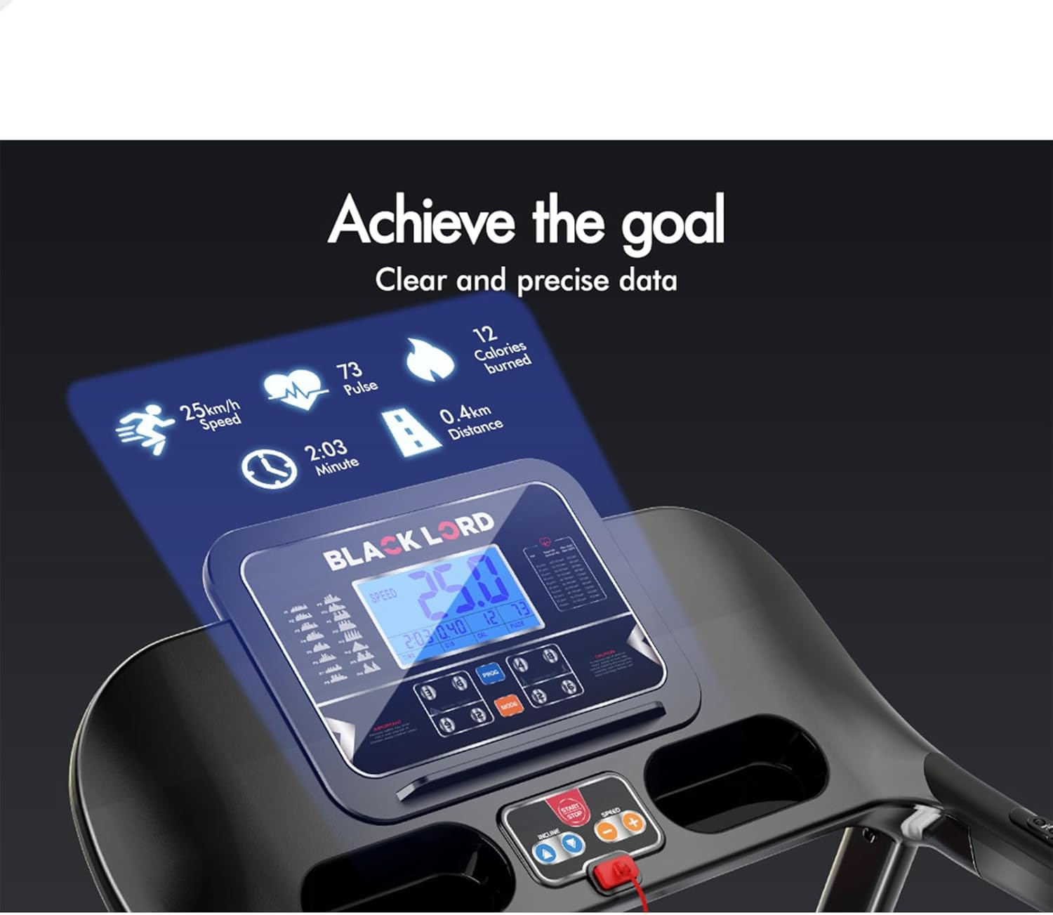 BLACK LORD Treadmill Foldable Running Machine Auto Incline Fitness Equipment 5.3 HP Electric Exercise Walking Jogging Hiking Cardio Aerobic Trainer Home Gym Office Commercial (EXP66 Epic Series) image number 4