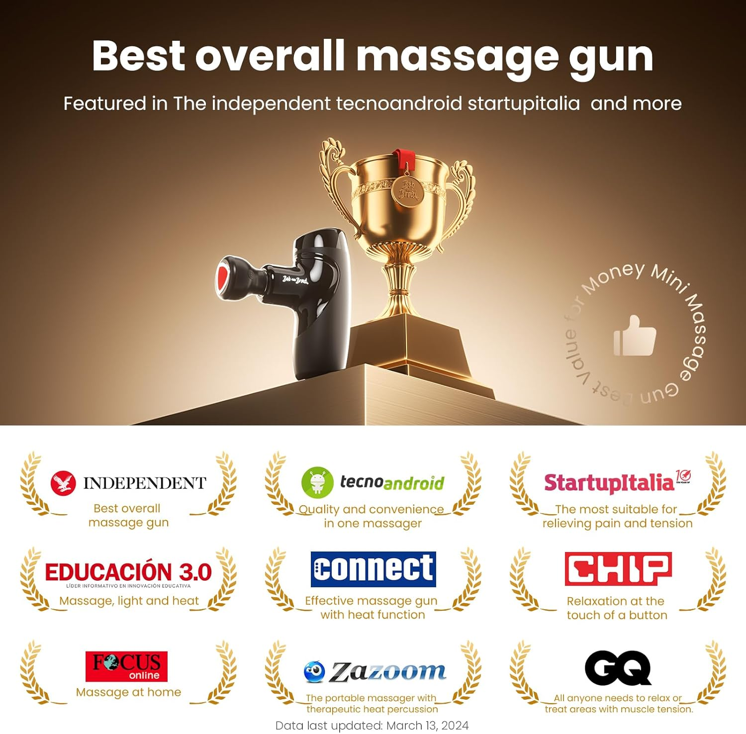 Mini Massage Gun with Heat Therapy, Bob and Brad M7 plus Portable Deep Tissue Muscle Massager Gun, Percussion Pocket-Sized Massage Gun for Pain Relief & Muscle Recovery, Gifts for Women Men image number 1