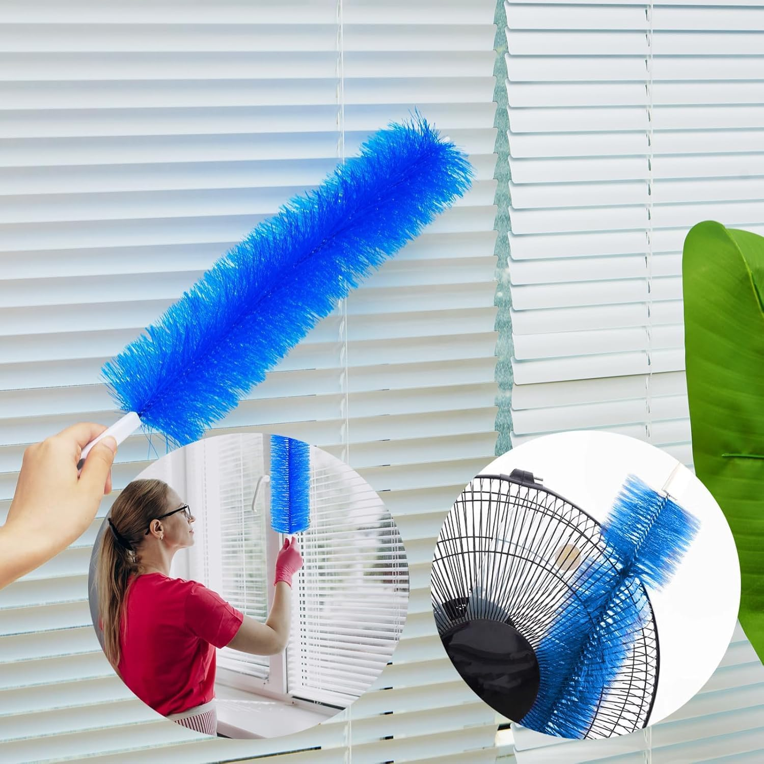 Fan Cleaner Brush，Fan Brush Cobweb Duster Microfiber Duster Ideal for Ceiling Duster, Air Vents, Curtains，Fan Cleaner for Box Fan（2Pcs） (Blue, 42CM) image number 4