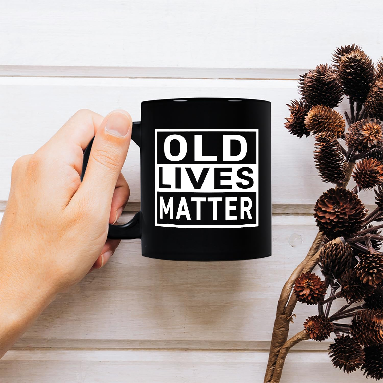 Fatbaby Funny Gifts for Elderly Senior Citizens,Old Lives Matter Coffee Mug,Humorous Gag Gifts for Mom Dad Grandma Grandpa Tea Cup 11OZ image number 4