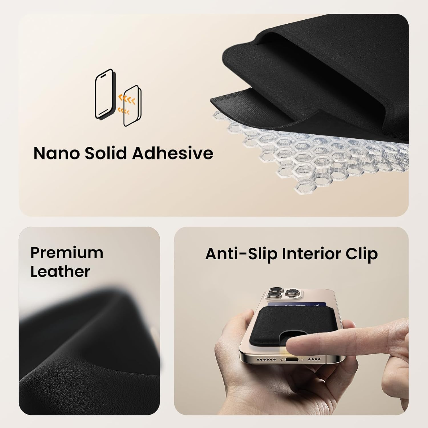 Nltyou Phone Card Holder Pocket for Phone Back Stick to Wallet Credit Card ID Card Holder Self Adhesive Sticker for Iphone image number 1