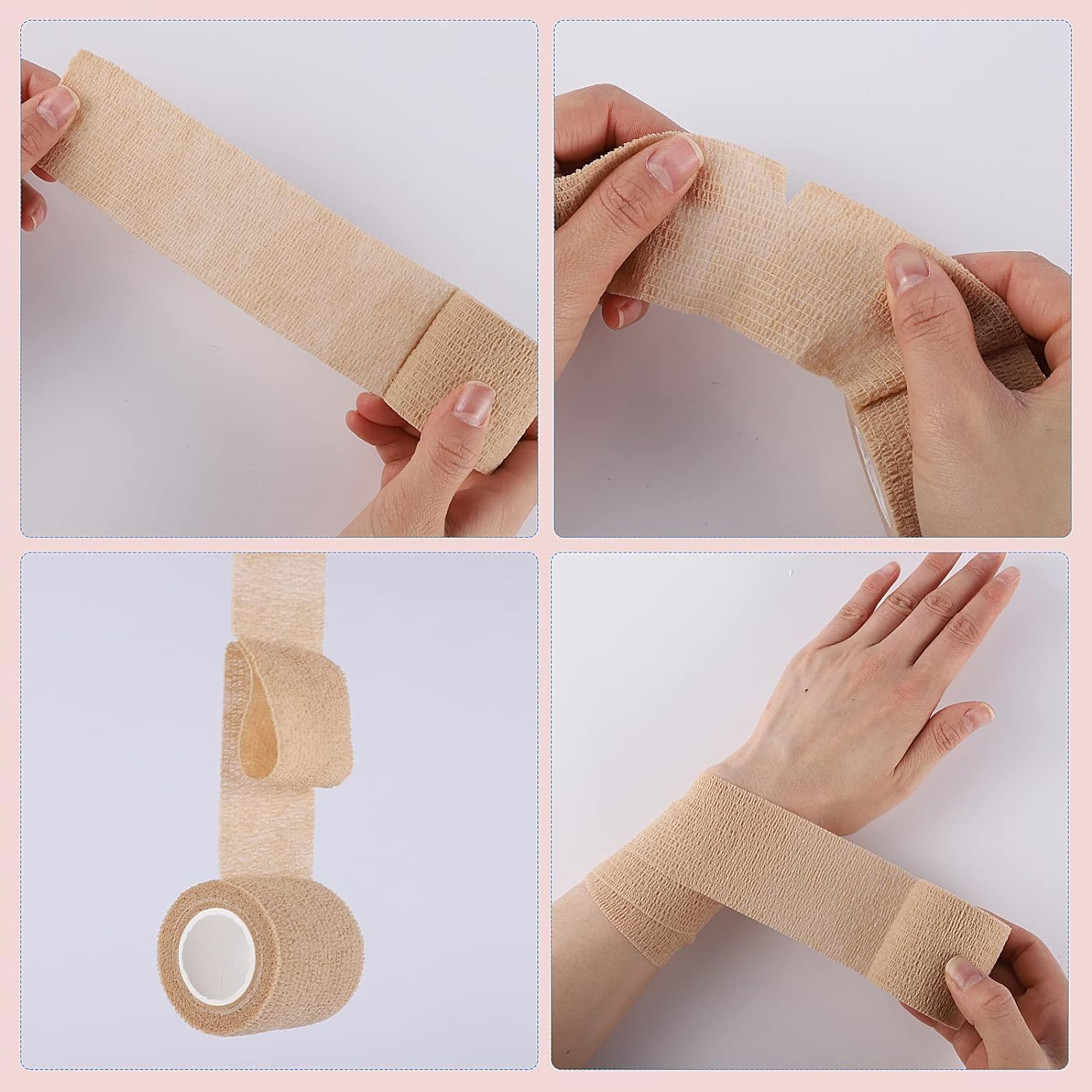 Self Adhesive Wrap Bandage, 8Pcs Self Adhesive Bandage Wrap Cohesive and Breathable Athletic Tape,Elastic Self Adhesive Tape,Self Adherent Cohesive Wrap Bandage,Self Adherent Cohesive Wrap Bandages image number 6