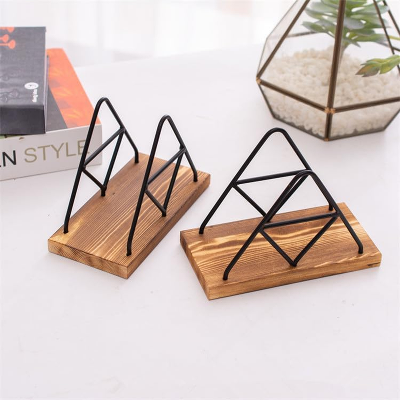 Walquicks Metal and Wooden Napkin Holder - Triangle Design for Kitchen, Dinner Table, Cocktail Bar, Tablecloth D&eacute;cor Standing Rack