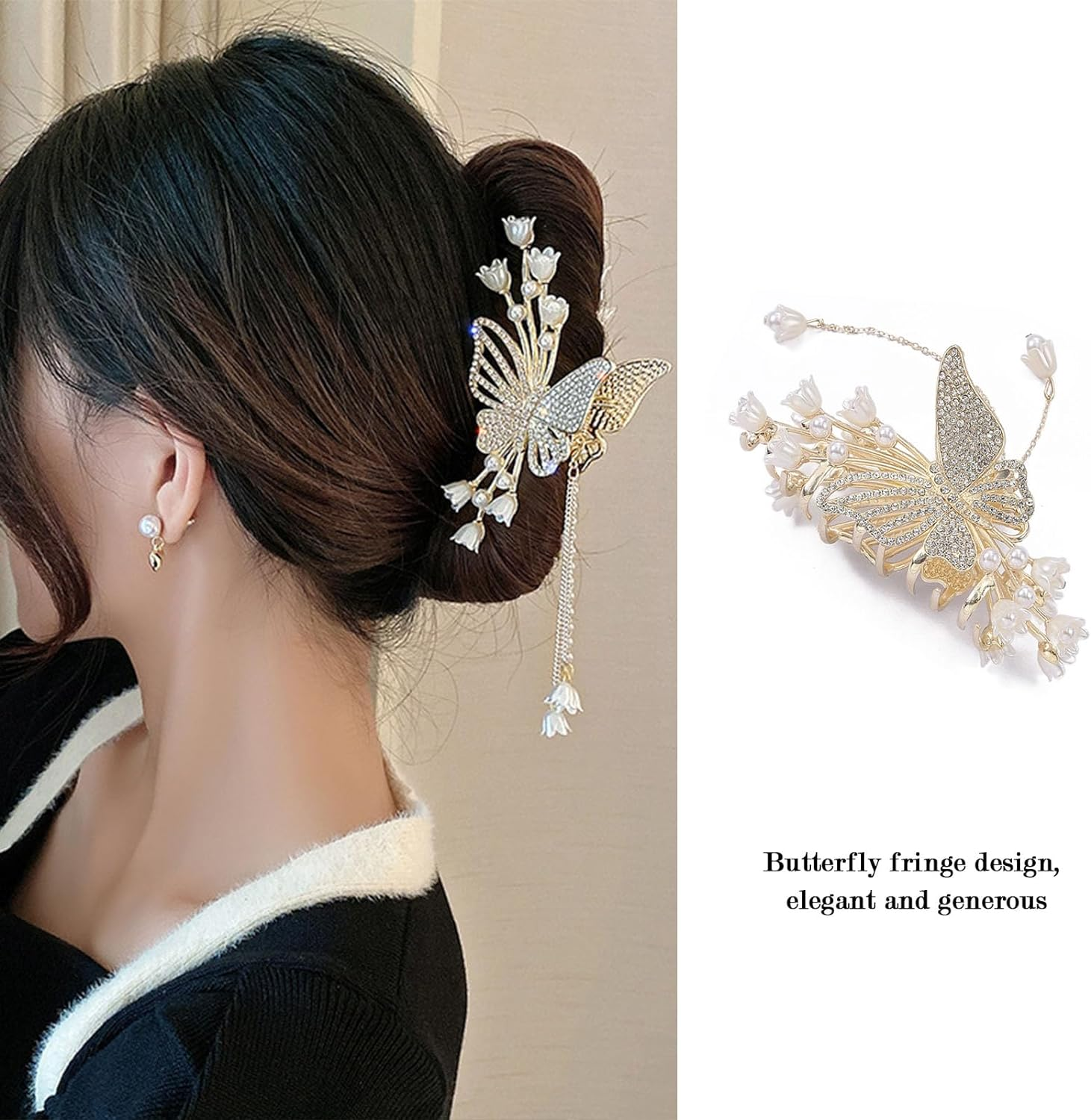 Claw Clips,Metal Hair Clips,Rhinestone Hair Clips with 2 Claw Clips and 2 Hair Barrettes,Beautiful Hair Accessories for Woman