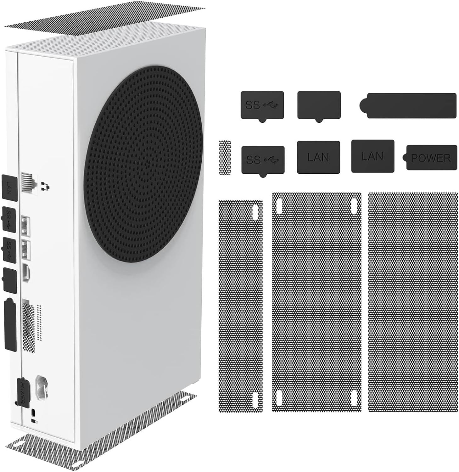 Yechiry Series S Dust Cover, Silicone PVC anti Dust Filter Kit, Console Protective Set with Mesh Ventilation Top Cover, 8 Plugs, Ideal for Series S Console Accessories image number 1