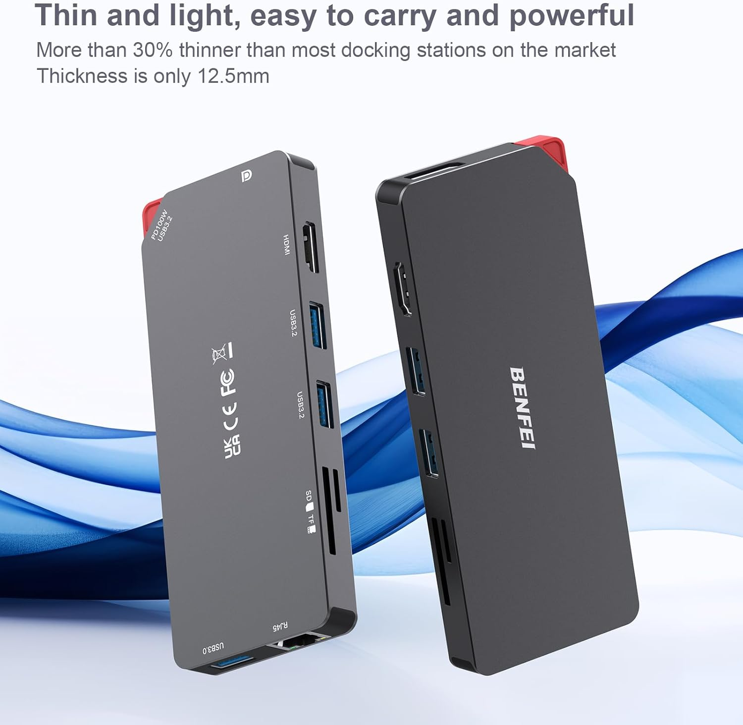 BENFEI 9In1 USB C MST Laptop Docking Station, USB-C Hub with USB-C to HDMI Displayport Dual Monitor/3*Usb Type-A/1*Usb Type-C(10Gbps+100W PD)/SD/TF Card Reader/1*Rj45 image number 5