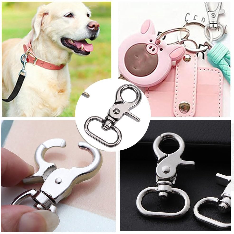 10 Pcs Swivel Lobster Claw Lobster Clasps Keychain with Swivel Zinc Alloy Lobster Claw Clasp Accessories for Keychains, Dog Leashes and Crafts (Silver)