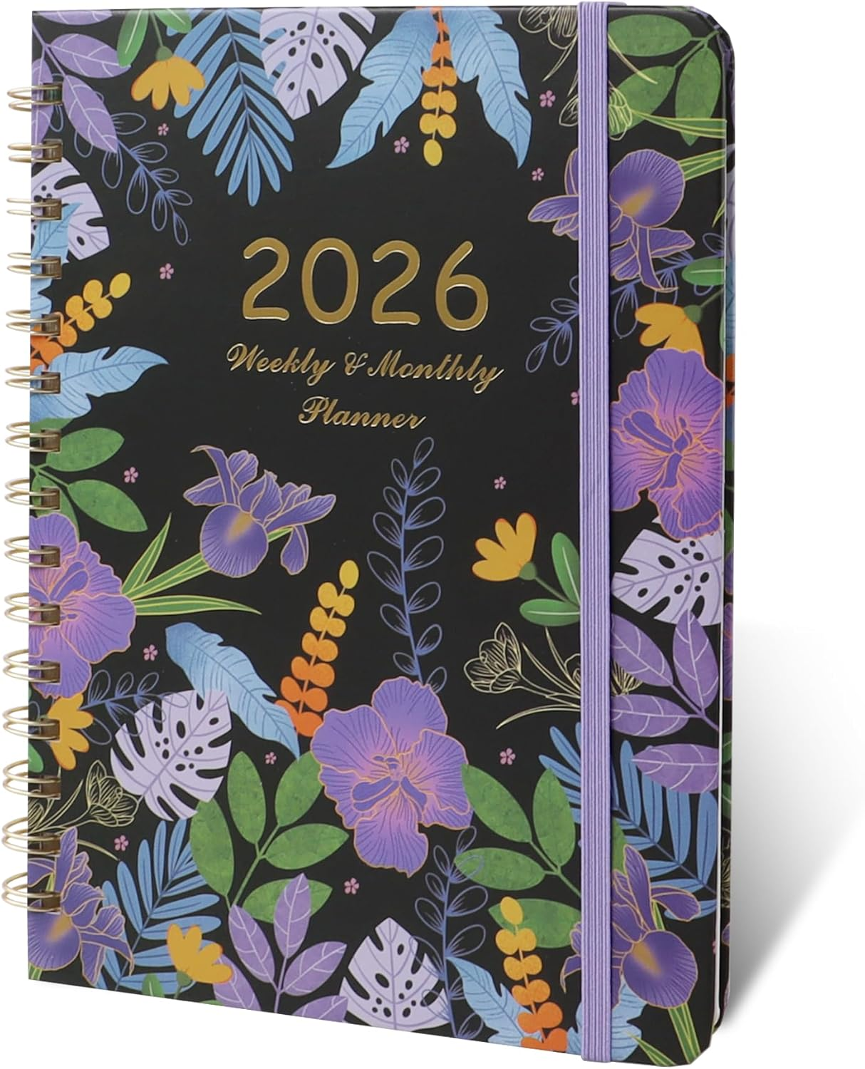 Junart 2026 Academic Diary A5 Week to View from January to December 2025 Weekly & Monthly Planner,Teacher Planner,Academic Year Diaries with Elastic Strap(Violet) - 2026 Epiphyllum image number 5